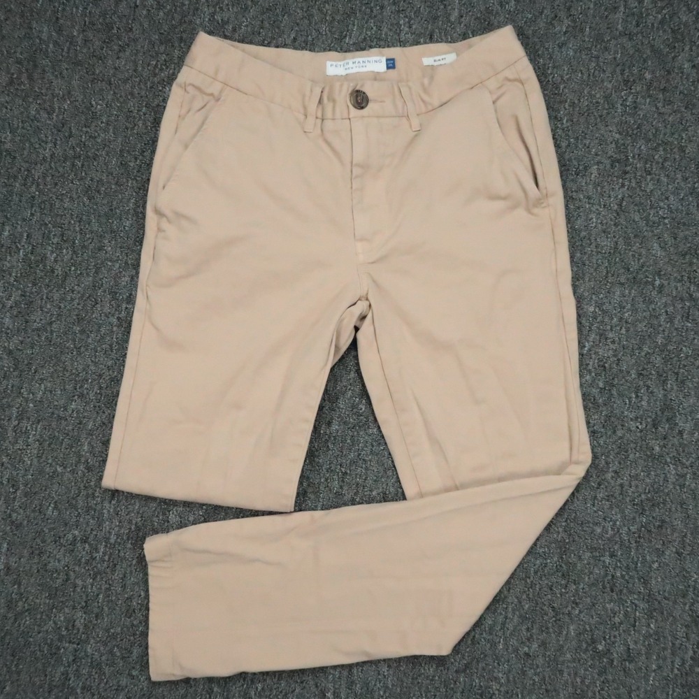 Peter Manning Pants Mens 30x29 Khaki‎ Tan Chino Slim Cotton Trouser
